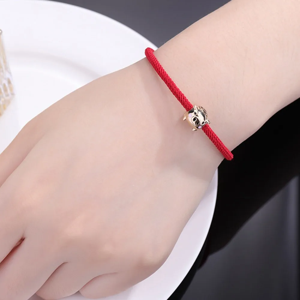 New 3d Gold Pig Pendant Bracelet Year Of Fate Red String Bracelet New 3d Gold Pig Pendant Bracelet Year Of Fate Red String Bracelet