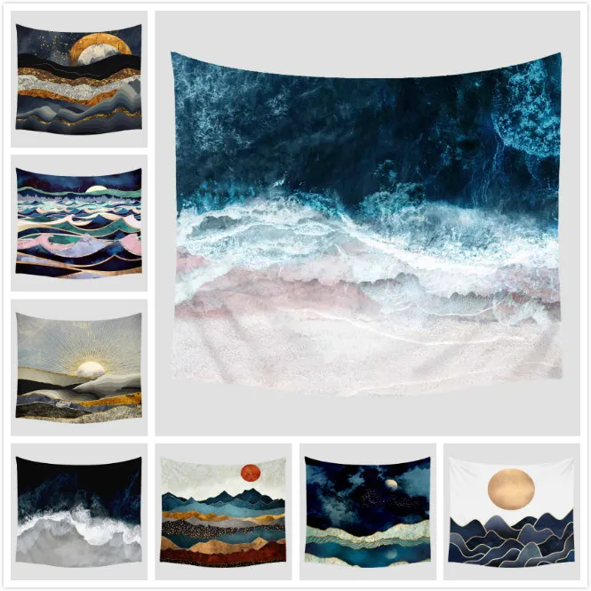 

Sea Scenic Printed Blanket Wall Hanging Home Decoration Furnishing Travel Picnic Beach Yoga Shawl Camping Bohemian Tapestry 2019