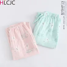 Розовые свежие женские штаны для сна, марлевые хлопковые удобные летние Пижамные штаны, качественные повседневные женские Пижамные брюки