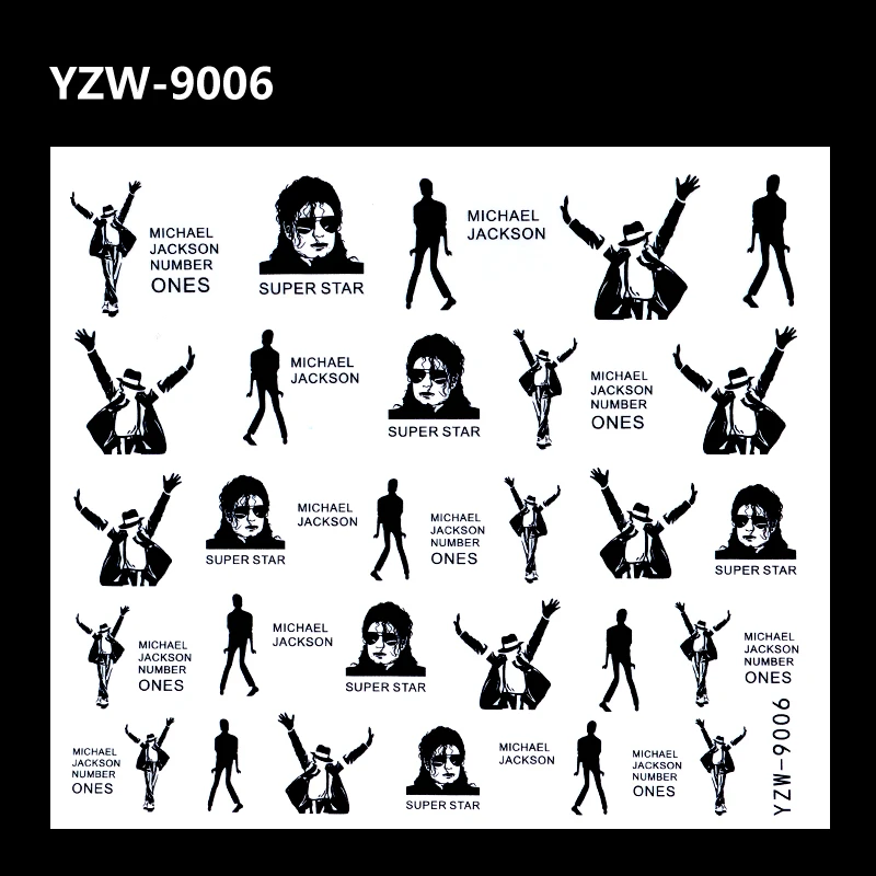 

YWK 1 Sheet Dance King MJ Designs Water Decals Nail Art Nails Stickers Women Designs DIY Decorations