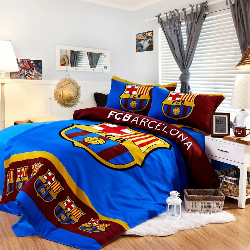 free shipping barcelona bedding set world cup series cotton double bed