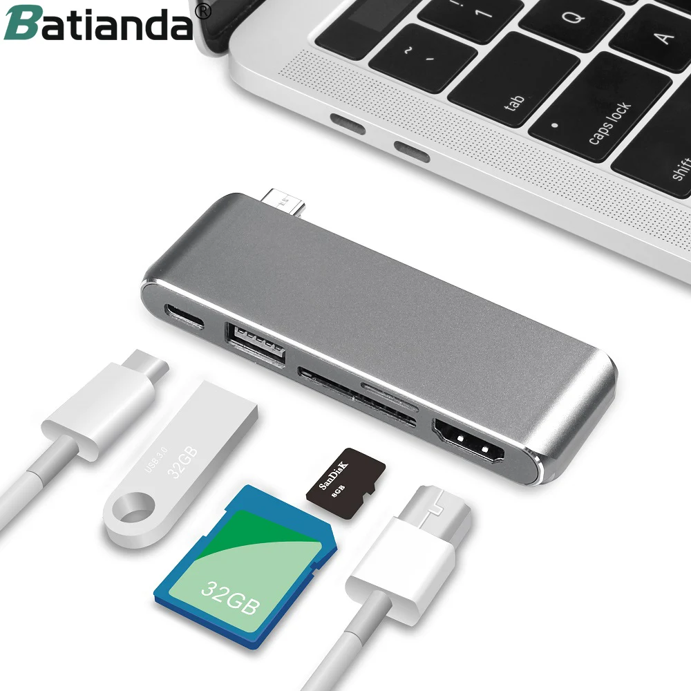 USB C type C концентратор для Macbook Pro Air 12 13 15 16 дюймов USB-C HDMI концентратор разветвитель 3,0 адаптер TF/SD/PD кардридер Тип C