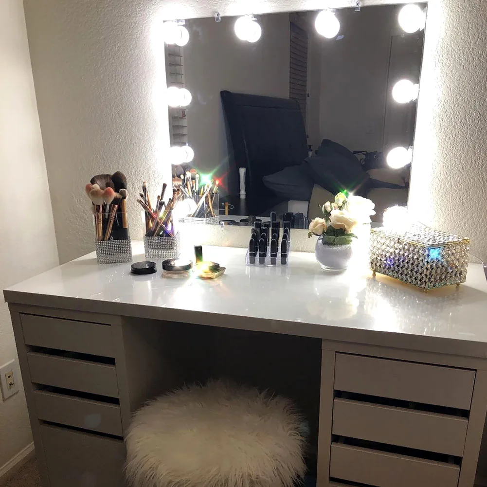

Lady's Cosmetic Dressing Makeup Vanity Light Kit Dimmable LED Bulbs Beauty Adjustable Brightness Lights Cool White 6000~6500K