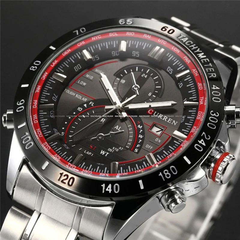 Mens Watches Top Brand Luxury Analog Display Stainless Steel Watches Men Quartz Watch Curren Watch Male
