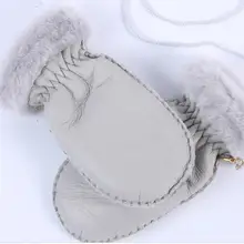 Натуральный мех овцы перчатки зимние От 1 до 5 лет дети теплые перчатки для мальчиков и девочек детские толстые варежки Открытый Hand Made