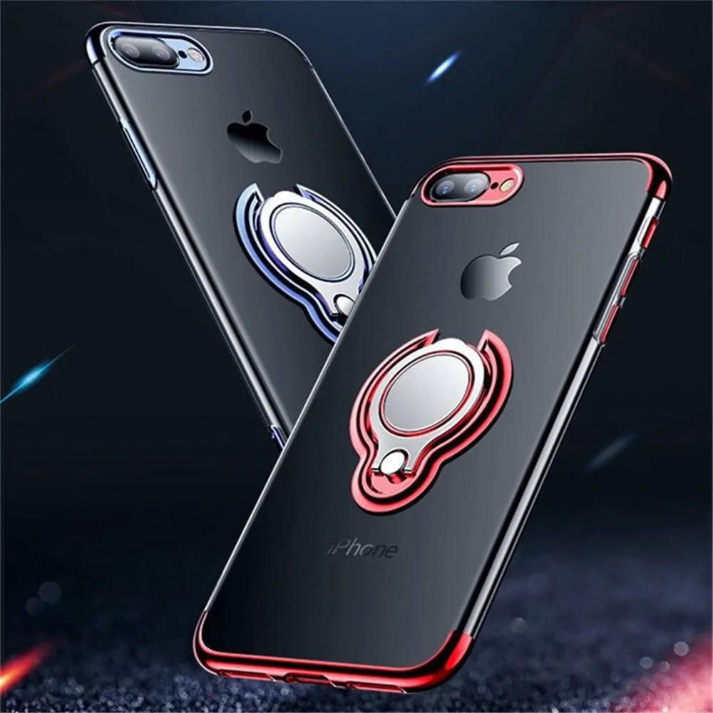 

For xiaomi max 8SE max3 case Luxury TPU + Ring metal Holder Plating Cover Magnetic Car bracket Transparent soft case for xiaomi