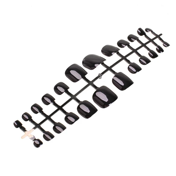 

24 Pieces Balck Fake Toenails 3D Design Nail Materials Accessories Polish Art Styling Tools Decorations Stamping Rod Sticker