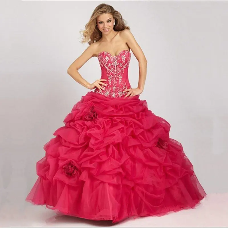 2016 Pleated Hot Pink font b Quinceanera b font Dresses Vestido De Debutante Dress 15 Years