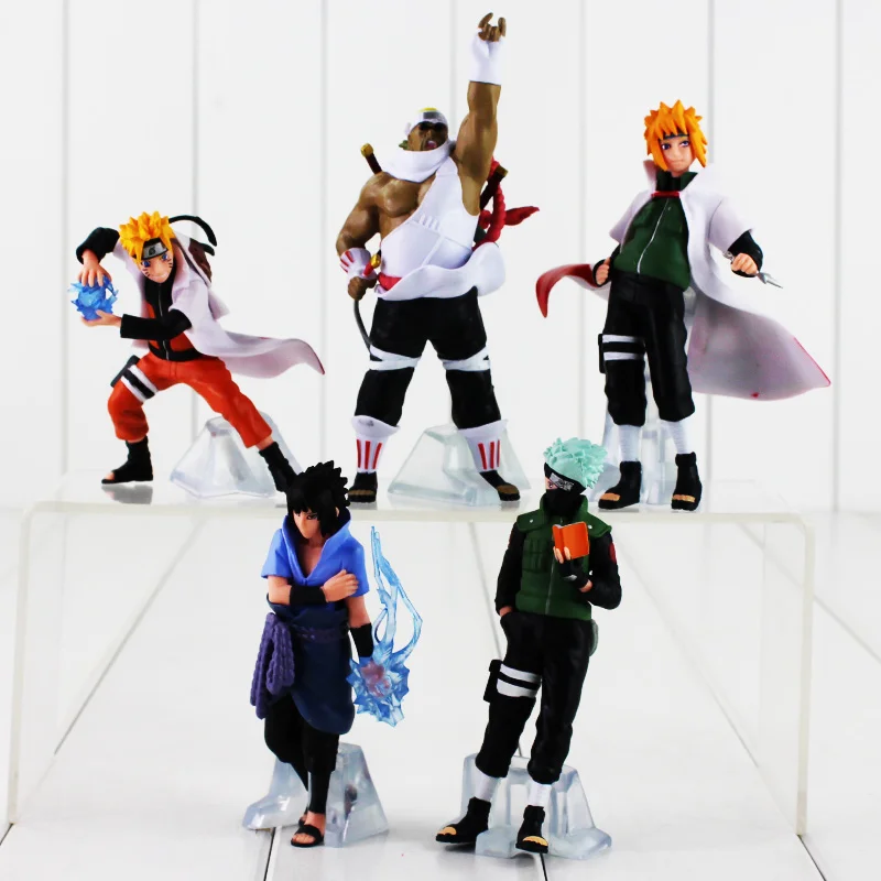

5pcs/lot Anime Naruto Shippuden Figure Toy Kakashi Minato Sasuke Killer Bee Model Doll for Children