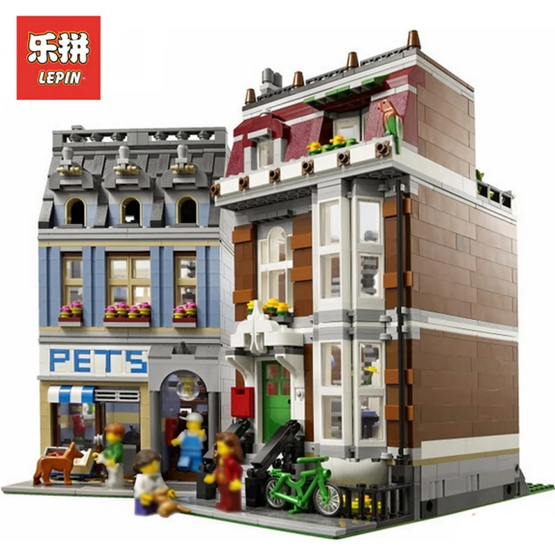 In Stock DHL Lepin Sets 15009 2082Pcs City Street Figures Pet Shop Model Building Kits Blocks Bricks Educational Kids Toys 10218