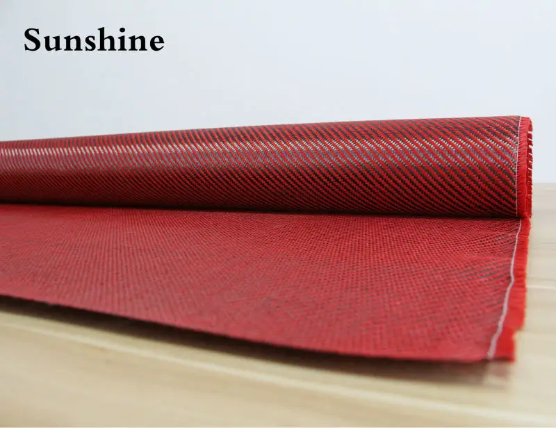 Carbon Aramid Hybrid Fabic Twill Red 185g (6)