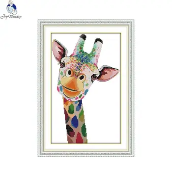 

Joy Sunday Giraffe Patterns Counted Cross Stitch kit DIY Hand Made Embroidery set Needlework Home Decoration Send Gift