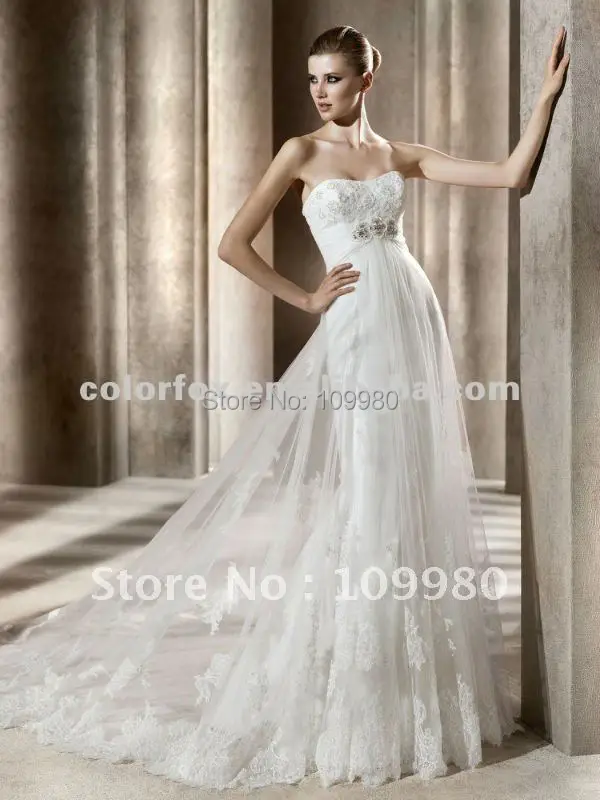 Elegant Beaded Top Sheer Lace Overlay Mermaid Wedding Dresses with