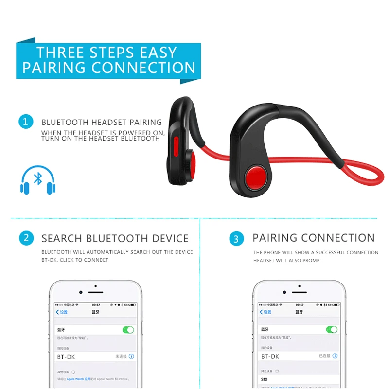 Z9 костной проводимости Беспроводной Bluetooth V4.1 спортивная Гарнитура для бега наушники Ушные крючки IPX6 Водонепроницаемый для Iphone Xiaomi PK Z8