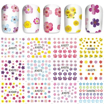 YZWLE 12pcs/Sheet Chic Flowers Nail Art Water Transfer Stickers Decals Nail Decoration Accessories A1069-1080
