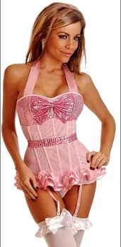 

Halter Corset - Sexy Sequin Strapped Overbust Bustier Corset 3 Color Underwired Corset for Women