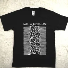 Забавная женская футболка с котом и надписью «Meow Division», футболка большого размера, Летний Топ Harajuku, футболка с короткими рукавами, женская модная футболка