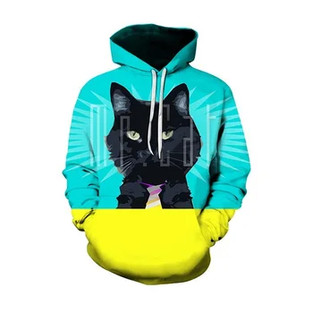 

Spring Autumn Cute Hat Cat 3d Hoodies Original Style Mens Womens Pullovers Hot Cat Print Hooded Sweatshirt Tops Plus Size 6XL