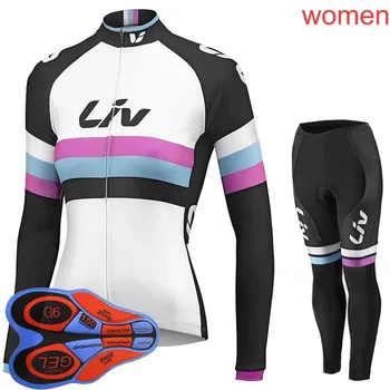 

2019 Liv Women Outdoor Sports Spring Bicycle Cycling long Sleeves jersey bib pants sets 9D gel pad Sportswear L1005