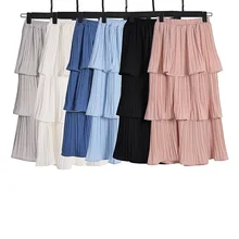 Pring Летняя женская модная Милая шифоновая многослойная длинная юбка Женская Студенческая универсальная Высокая талия торт юбки faldas