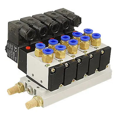 

DC 12V Single Head 2 Position 5 Way 5 Pneumatic Solenoid Valve w Base Aywvu