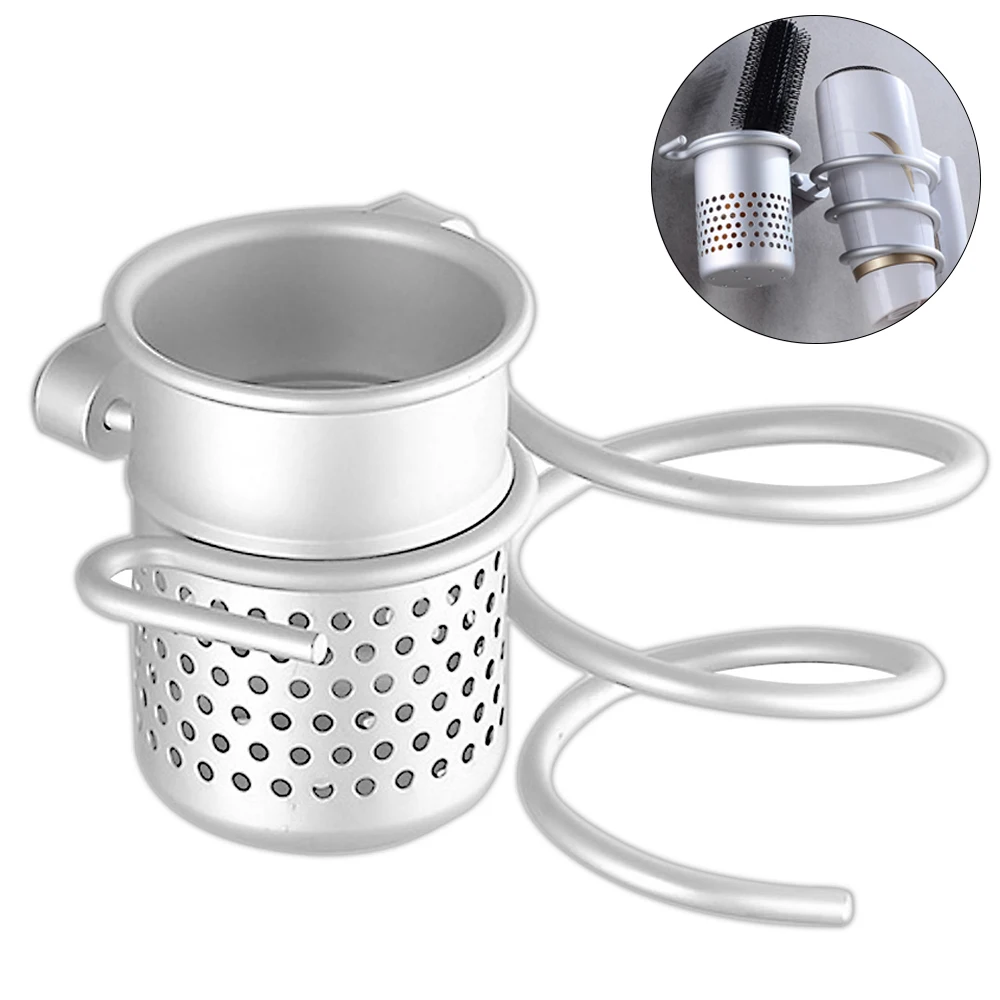 

1 PC High Quality Innovative Wall Mounted Hair Dryer Rack Metal Bathroom Shelf Storage Hairdryer Stand Holder Spiral Organizer