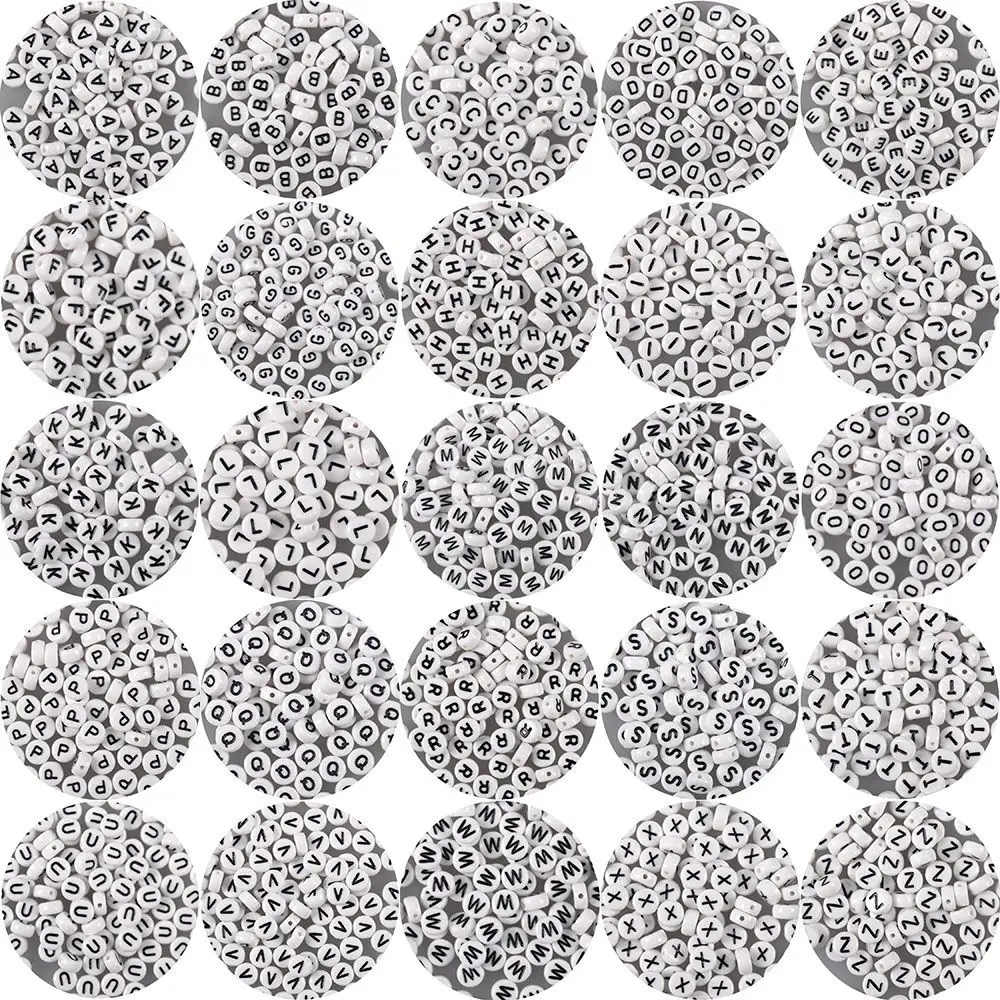 50 pcs blanc rond acrylique Alphabet choisir des perles de lettre séparées pour perles bracelet à bricoler soi-même collier bijoux faisant des accessoires 7mm