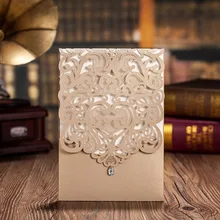 100pcs Vertical Gold Classic Style Engagement Wedding font b Invitations b font Cards font b Custom
