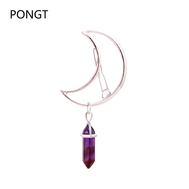 

Bridal hair accessories Fashion Women's Alloy Moon Hair Clip Quartz Natural Stone Charm Hairpin opal Pop Hair Jewelry