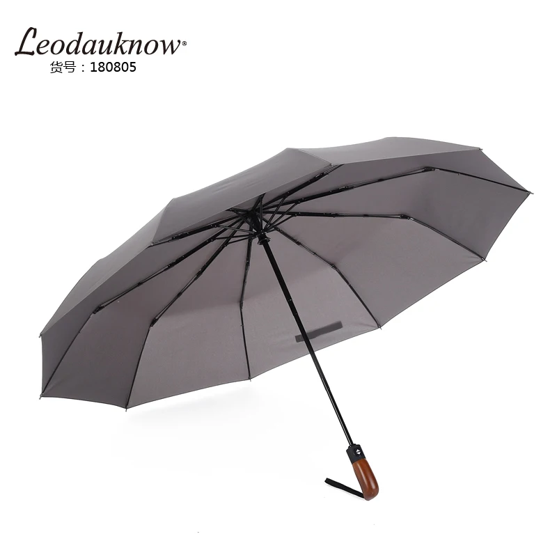 Ветрозащитный складной автоматический зонт от дождя для женщин, роскошный большой Ветрозащитный зонтик с кожаной ручкой, Мужской Зонт от дождя - Цвет: C