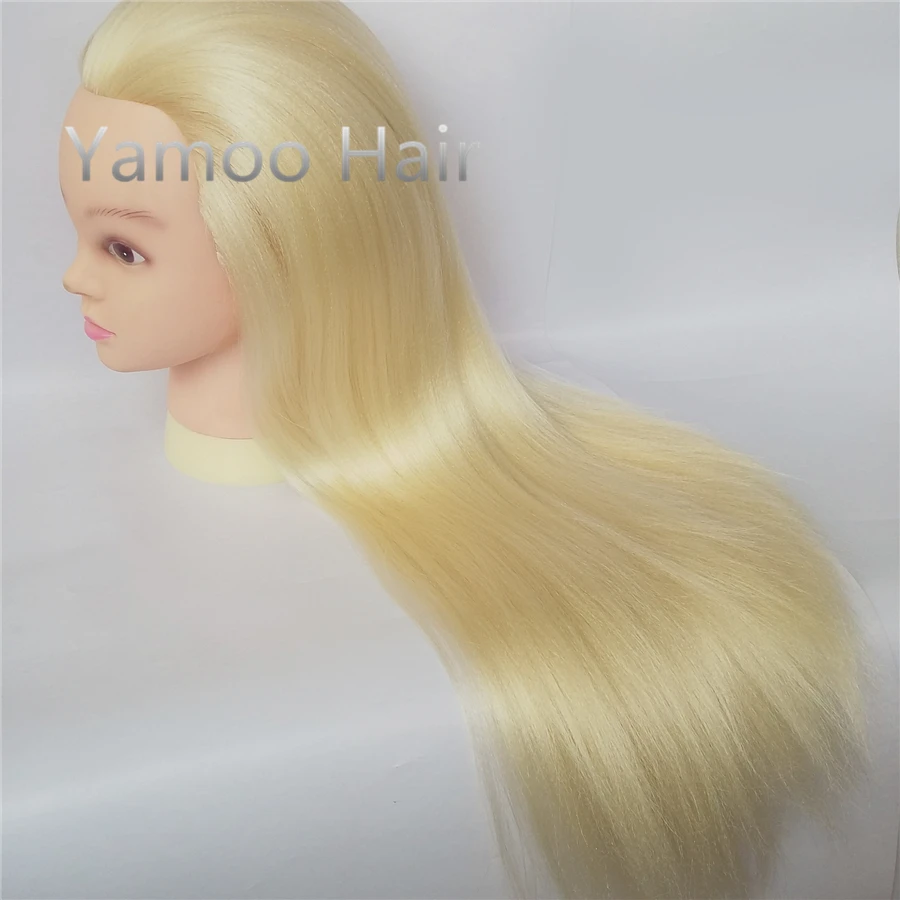 

68cm Yaki Blonde color Hairdressing Training hair Manequin Head female beautiful High Temperature Fiber hair styling mannequins