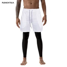 Pui men tiua мужские 2 в 1 шорты для бега 3/4 компрессионные колготки дышащие шорты для марафона шорты для фитнеса, бега, йоги, активных шорт