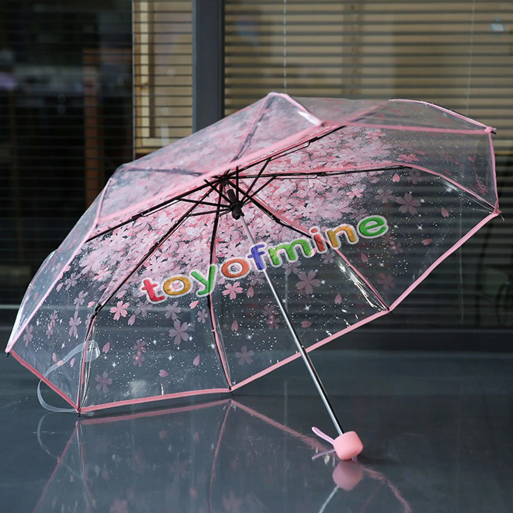 New Fashion Transparent Clear Umbrella Cherry Blossom Mushroom Apollo