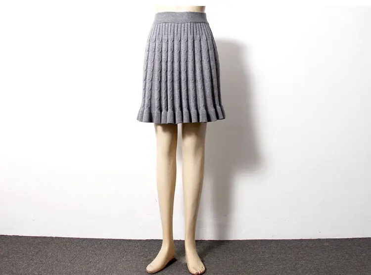 Vangull Женская трикотажная Мини-юбка, новая осенняя зимняя винтажная модная женская плиссированная юбка с оборками, Женская эластичная Плотная юбка