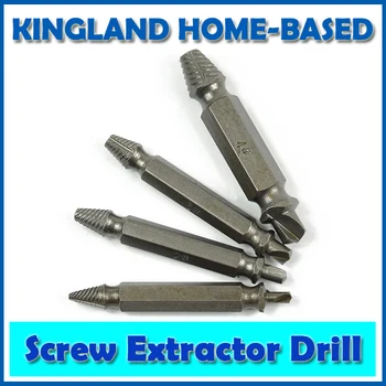 

4 PCS Double Side Damaged Screw Extractor Drill Bits Out Broken Bolt Stud Removal Tool Bolt Extractor Set