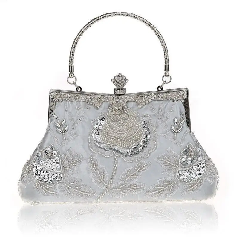 

2018 Women Exquisite Japan Korean Style Evening Bags Vintage Lady High Quality Cosmetic Bag Hot Sale Bling Flower Wedding Bags