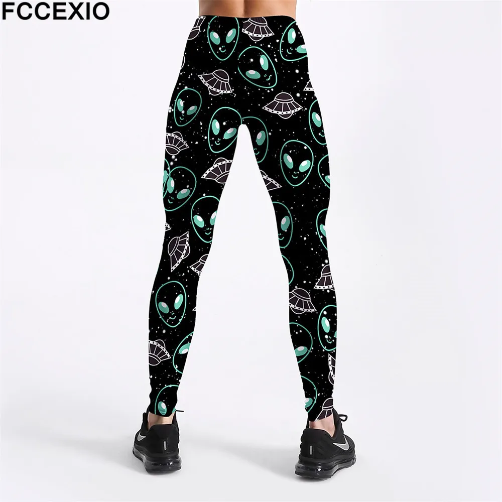 FCCEXIO جديد تجريب طماق عالية الخصر اللياقة البدنية يغطي الرجل شبح UFO الجمجمة 3D المطبوعة Leggins الإناث الساق طماق كبيرة الحجم FCCEXIO جديد تجريب طماق عالية الخصر اللياقة البدنية يغطي الرجل شبح UFO الجمجمة 3D المطبوعة Leggins الإناث الساق طماق كبيرة الحجم