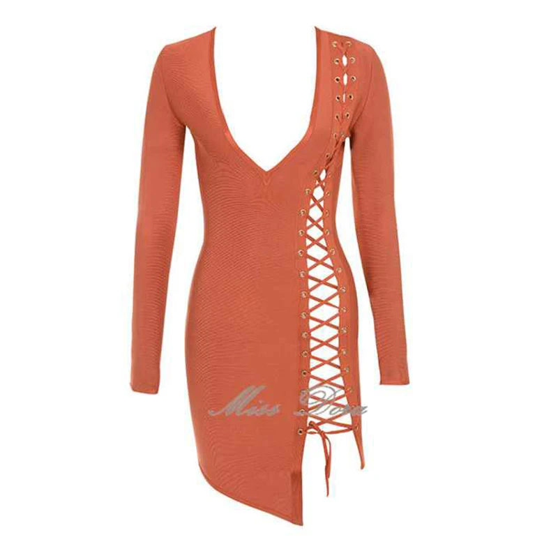 orange lace up dress