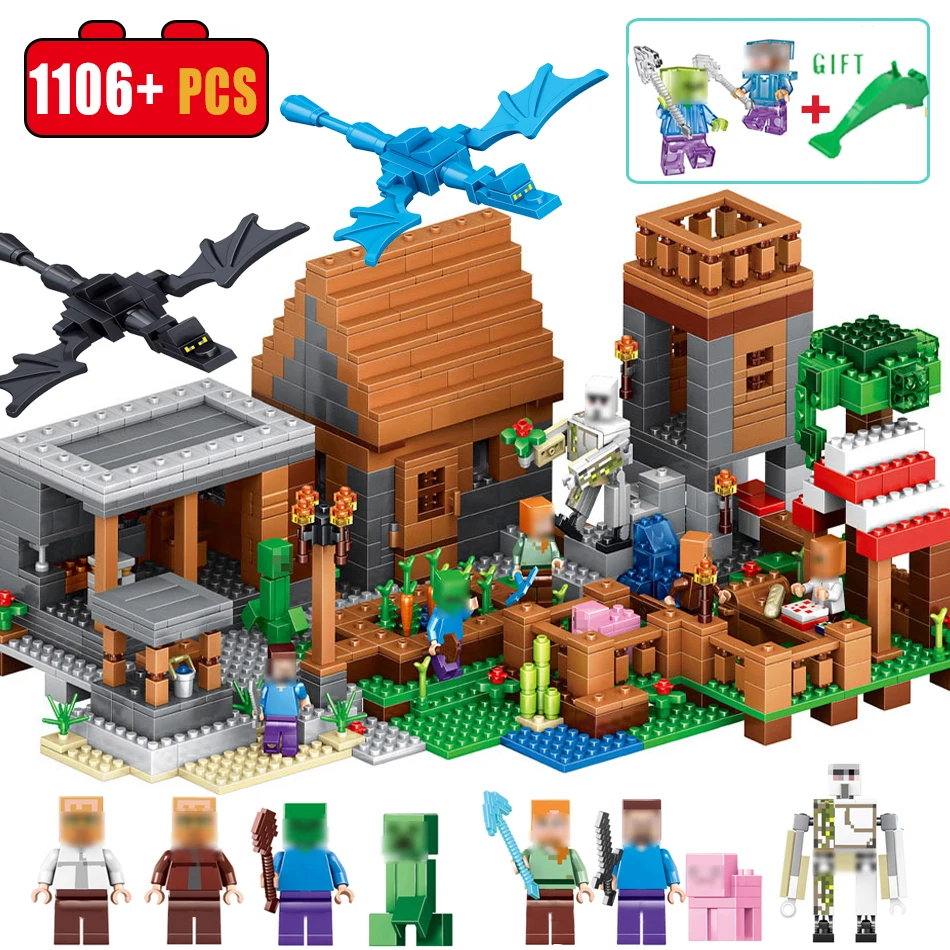 MIKU 1106 шт My World Minecrafted строительный блок мой деревенский кирпич совместимый лего