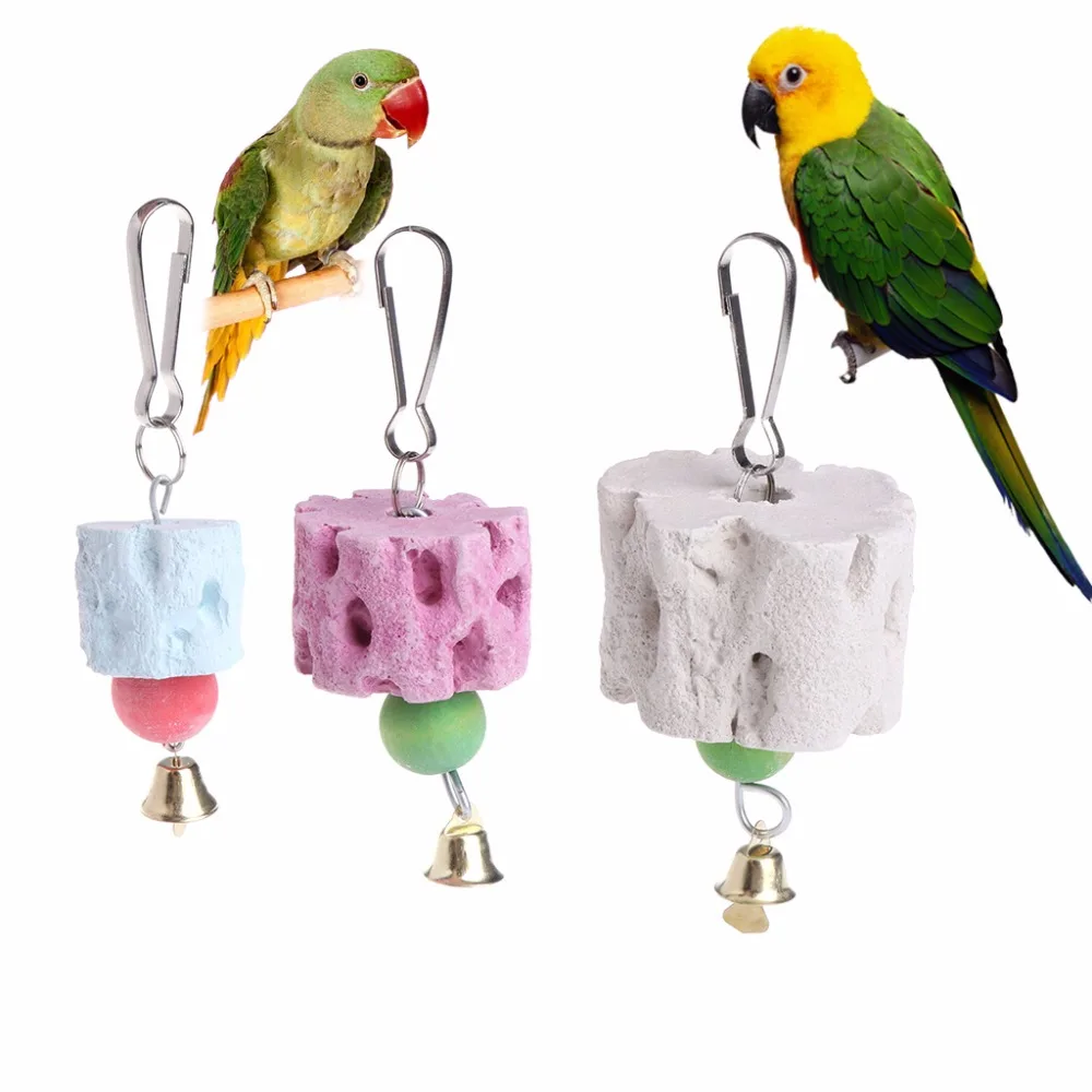 

1Pc Parrot Mineral Stone Toy Grinding Mouth Molar Hanging Cage Accessories Chewing Toys Birds Parakeet Chew Bird Supplies C42
