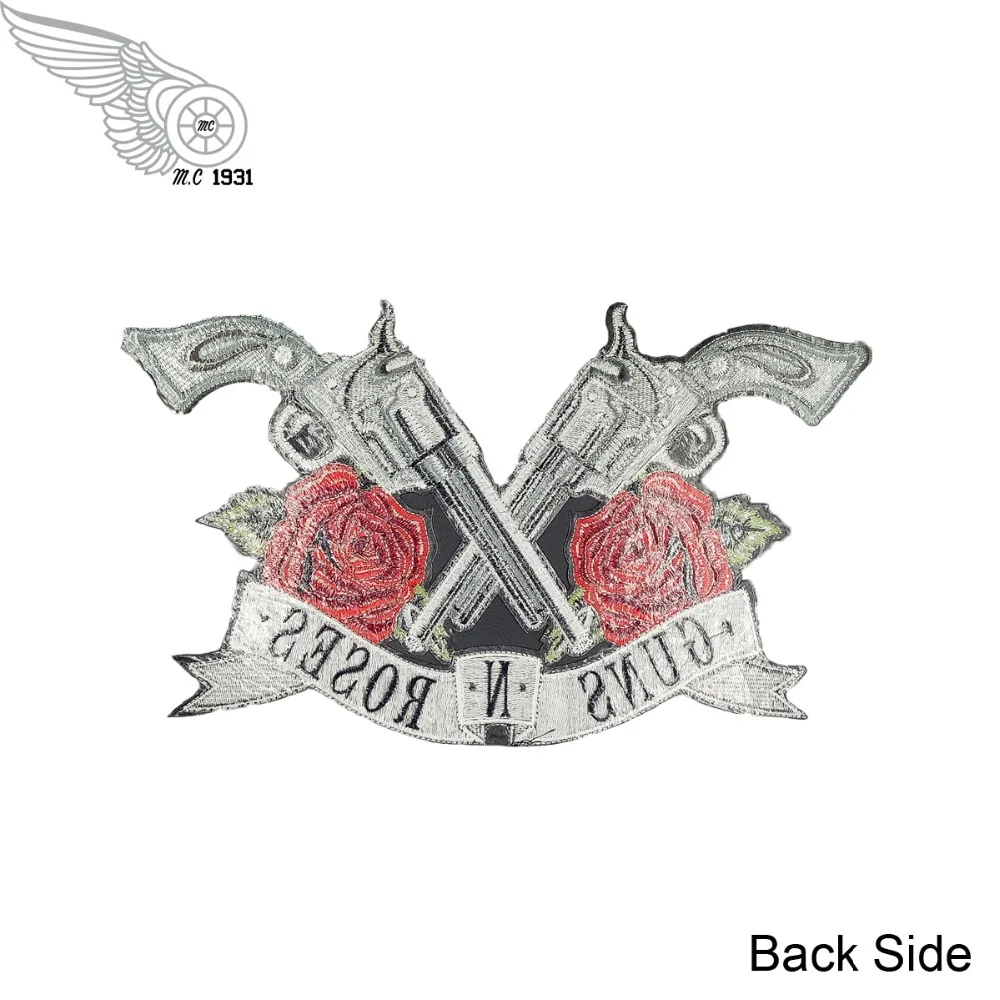 Guns & Roses Music Band Patch Embroidery Iron on backing for Jacket Custom DIY Design Black twill fabric (2)