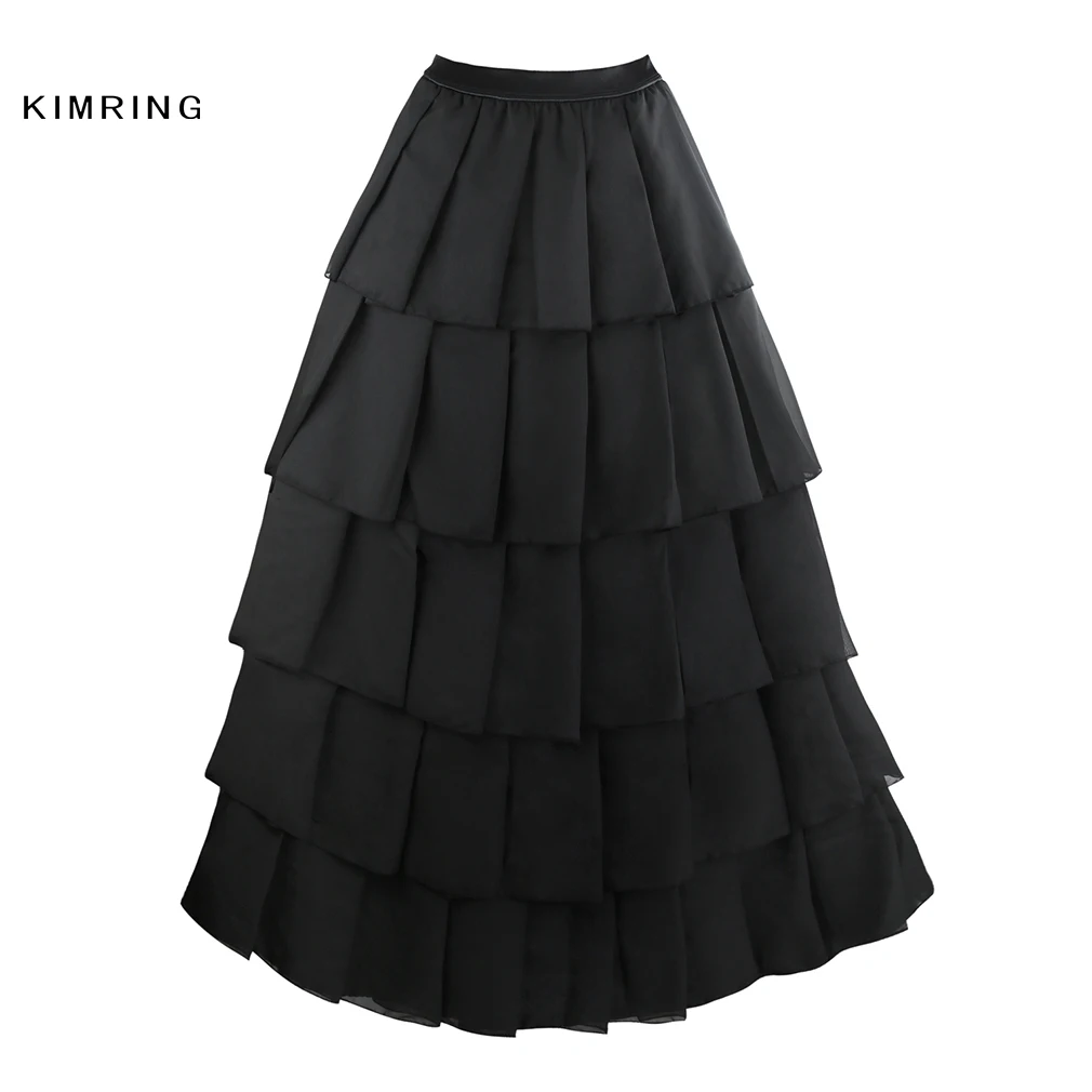 Kimring Autumn Winter Casual Skirt Victorian Gothic Black Floor Length ...