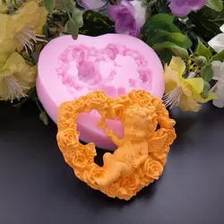 Силиконовые формы для торта с розовым сердцем и ангелом, 3D формы для рукоделия, новинка 2018 года