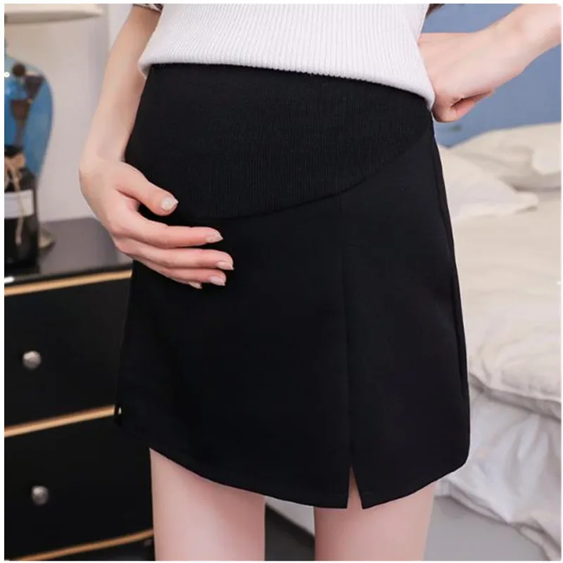 

Fashion Maternity Skirts 2018 Summer Elastic Waist Belly Skirts Side Split Skirts for Pregnant Women B0432