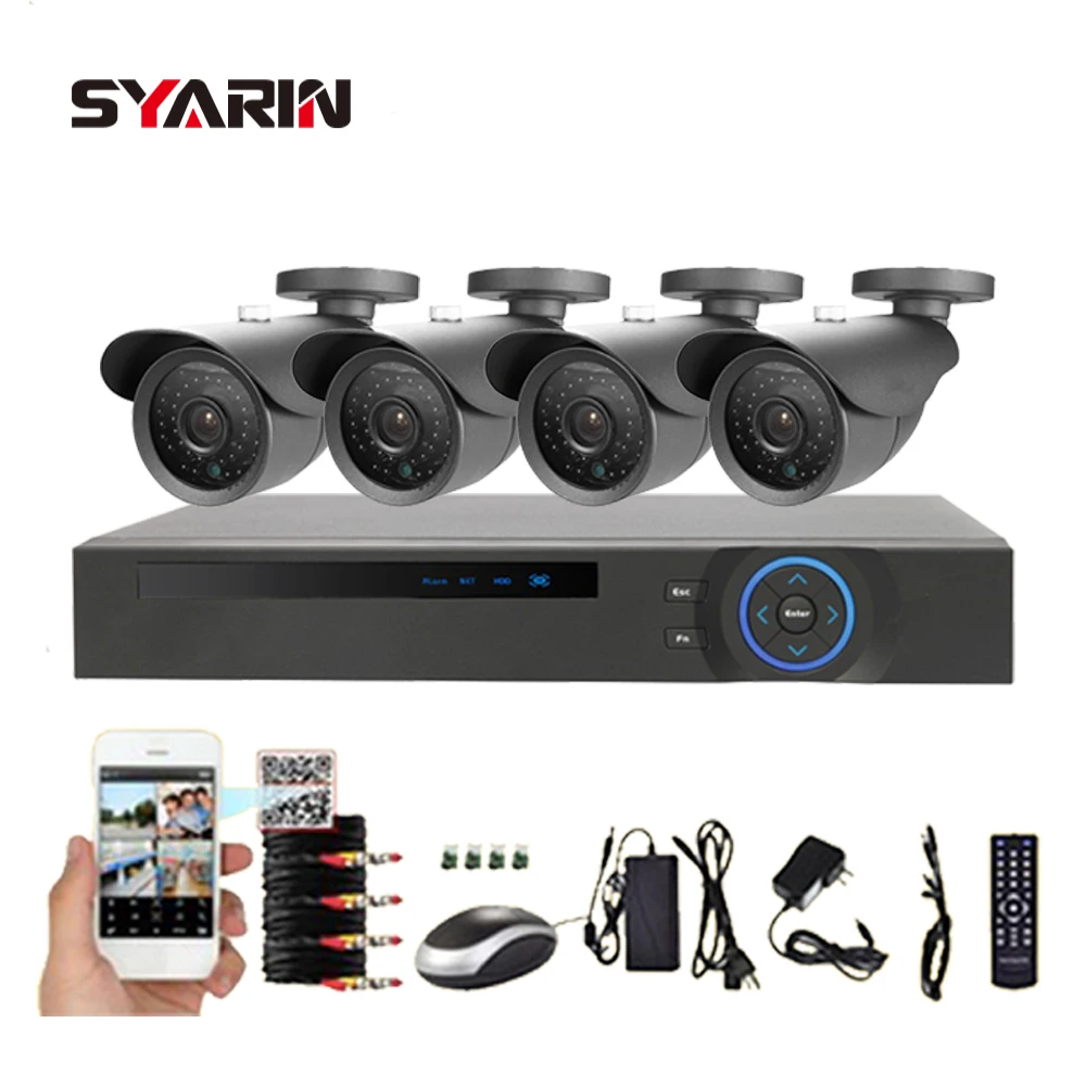 Syarin HD AHD 4 канала 1mp CCTV Системы 4ch полный 1080n видеорегистратор с 1200tvl 720 P наружного