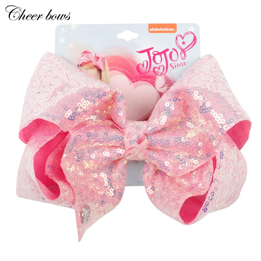 

Cheer Bow Hair Accessories 8" Jumbo Sequin Hair Bow For Girls Candy Color Sequin Bling Hair Clip Kids Large Hairbows Headwear