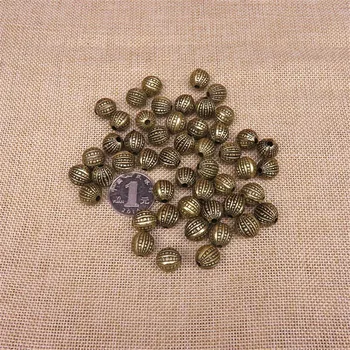 

50pcs 12mm Tibetan Metal Beads Antique Bronze Watermelon Shape Loose Spacer Beads for Jewelry Making DIY Bracelet Charms