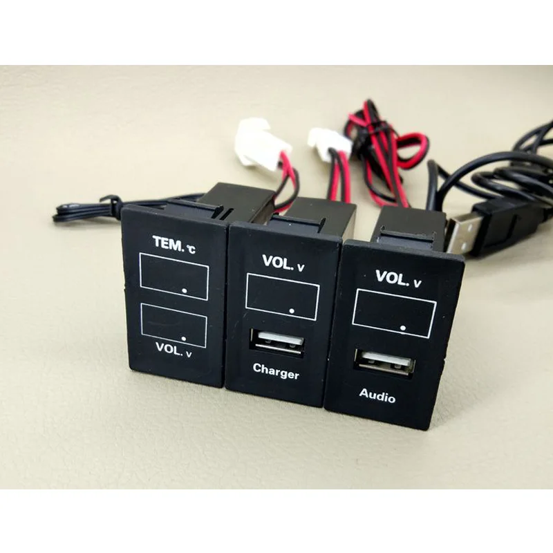 Автомобильное зарядное устройство USB 1 шт. разъем дисплей напряжения температура