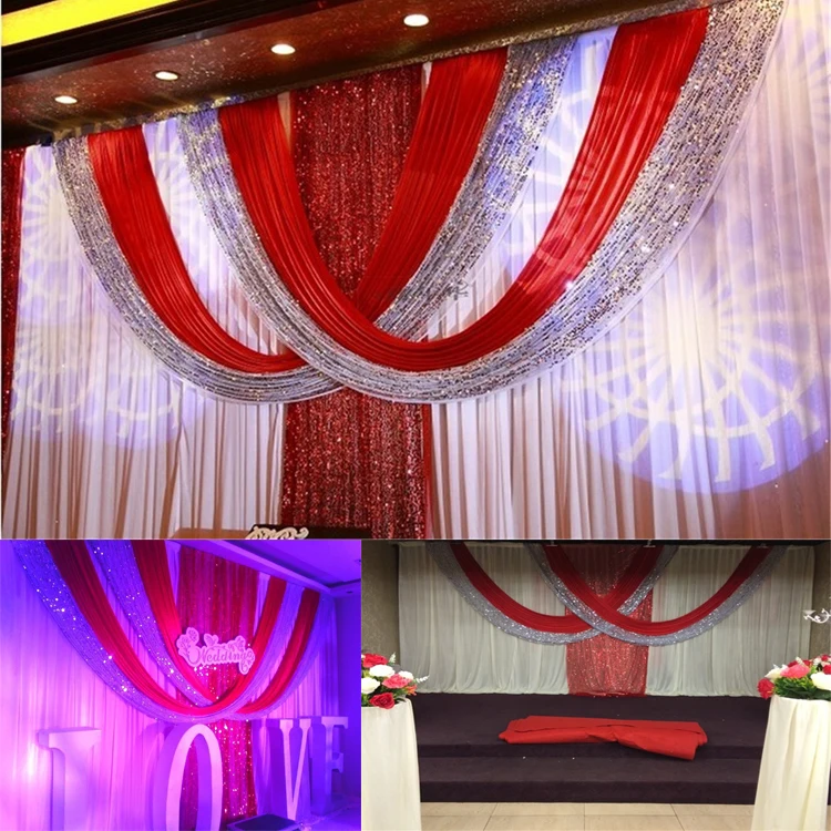 Free shipping 3*6m White and pink ice Silk Wedding Backdrop Wedding Curtain Backdrop Wedding Drape