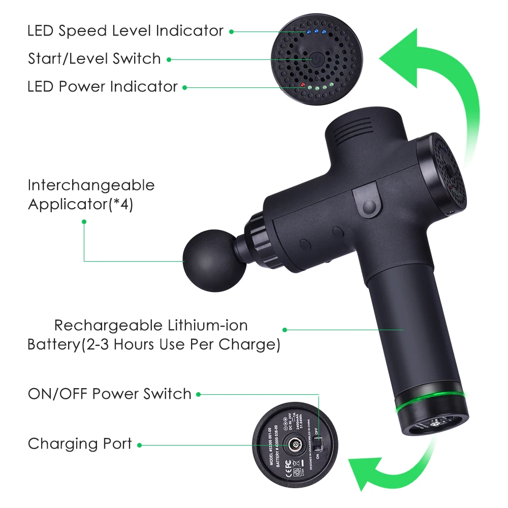 Массажный пистолет, тканевый мышечный массажер, управление мышечной болью, для тренировок и упражнений, расслабление тела, коррекция фигуры, облегчение боли